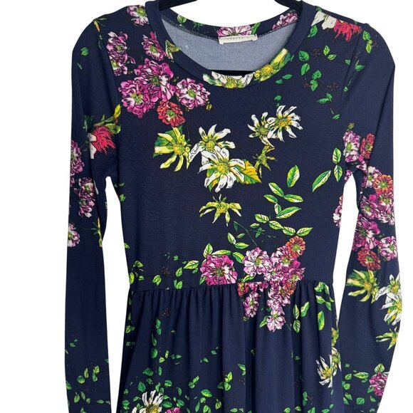 Reborn J Blue Floral Maxi Dress With Pockets Stretchy Bohemian Boho Garden Sz Sm - Picture 3 of 6